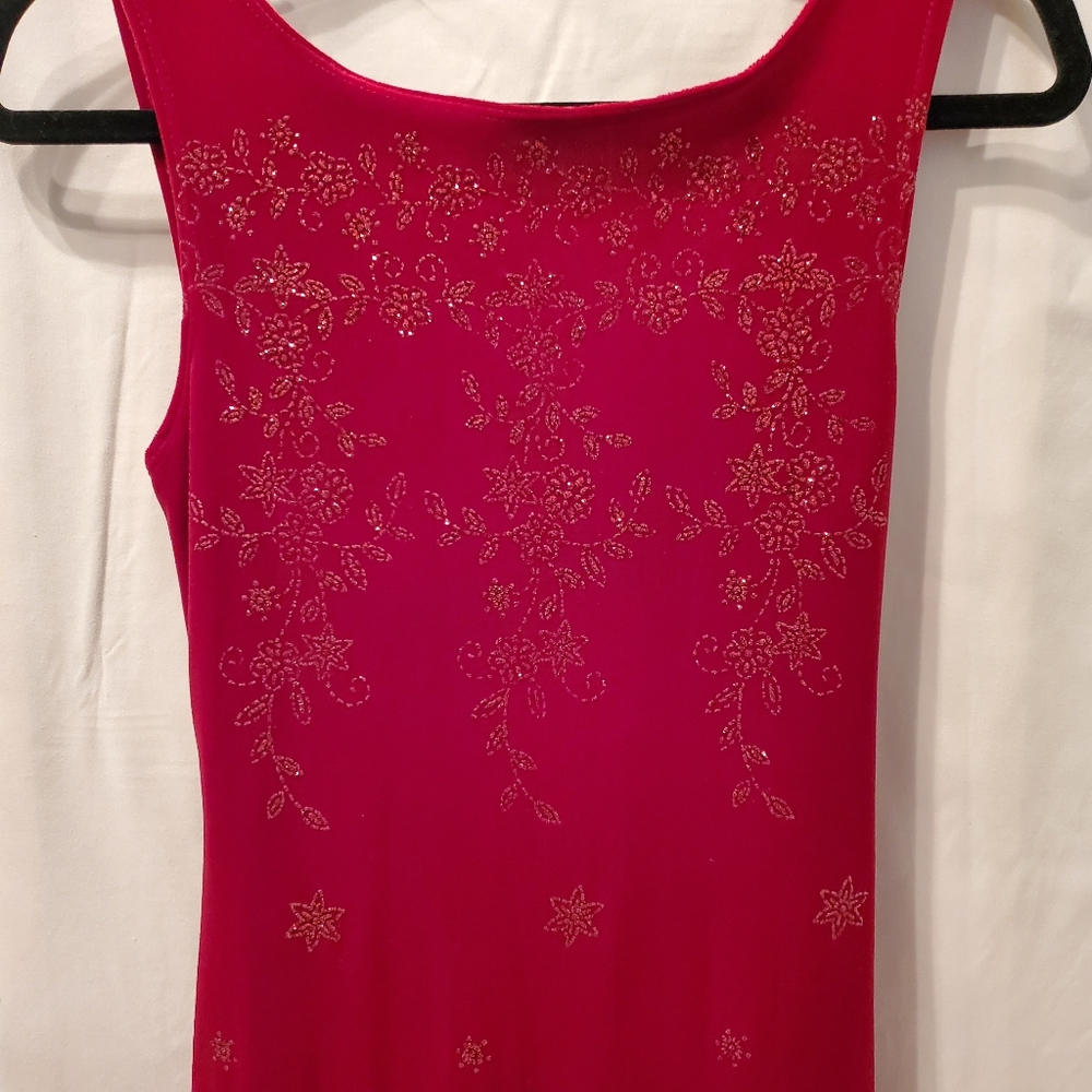 Rampage red velvet sleeveless dress with sparkly flower embellishments